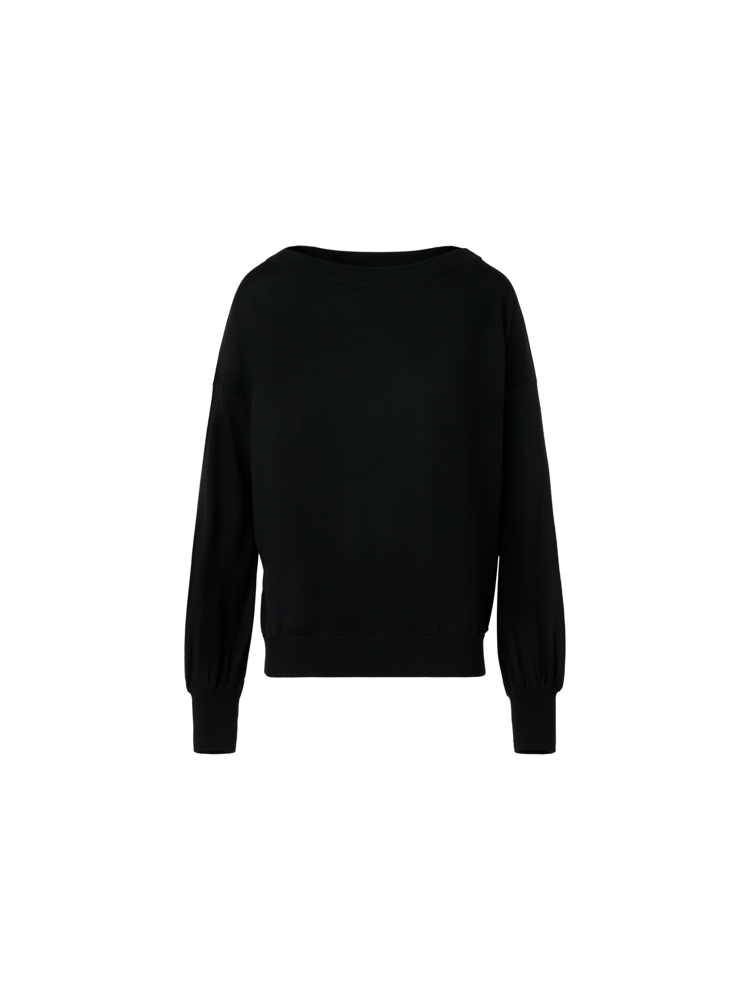 Designer Off-Shoulder Merino Wool Sweater - black