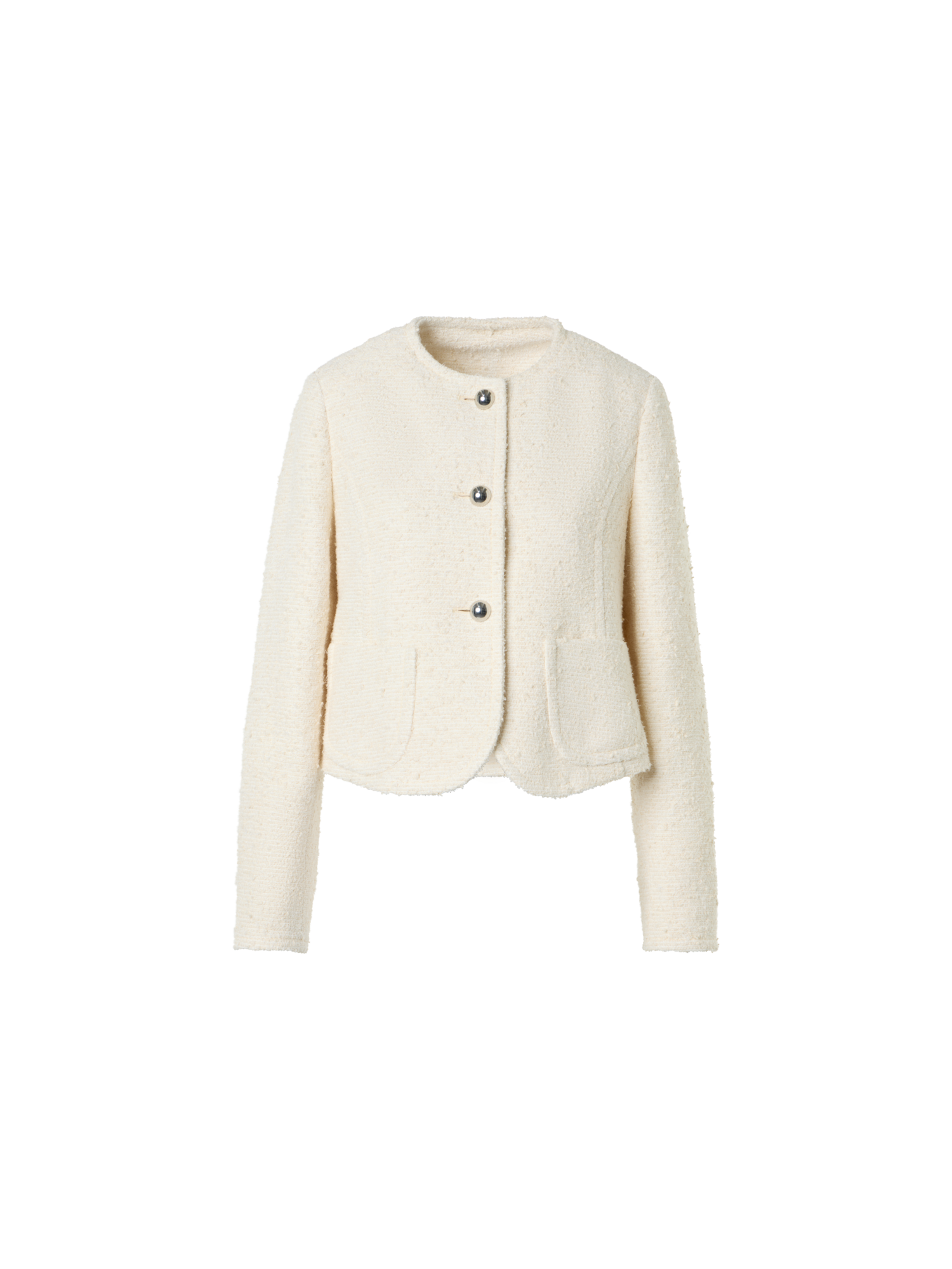 Designer Boxy Bouclé Cotton Summer Jacket - ecru