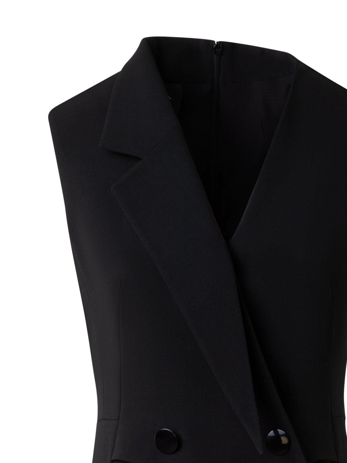 Sleeveless Blazer Dress in Wool Double-Face Black / 2 Sleeveless Blazer Dress in Wool Double-Face Black / 2