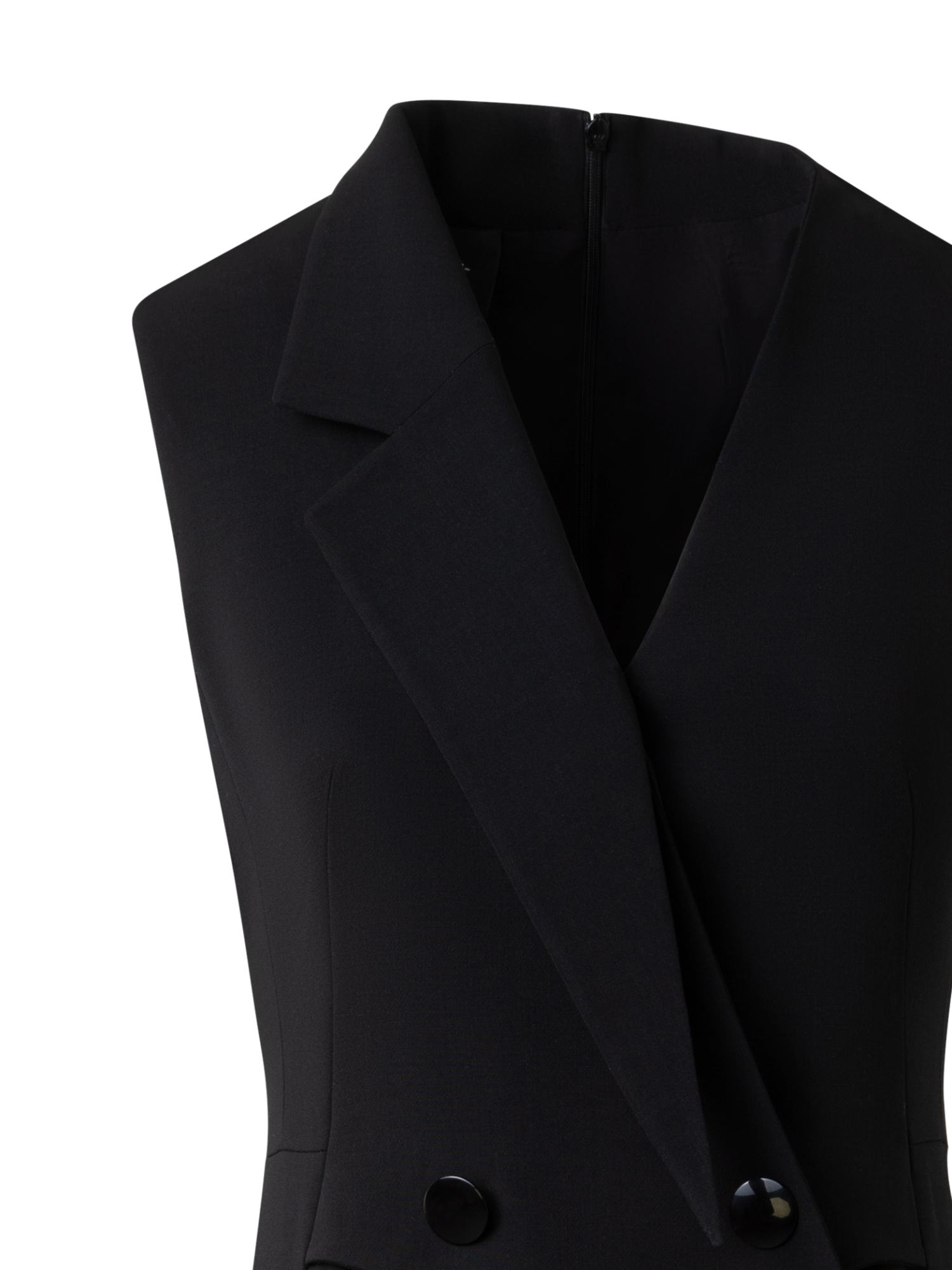 Designer Sleeveless Blazer Dress in Wool Double-Face - black