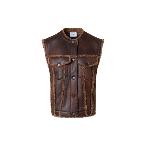 Overized Faux Shearling Biker Gilet