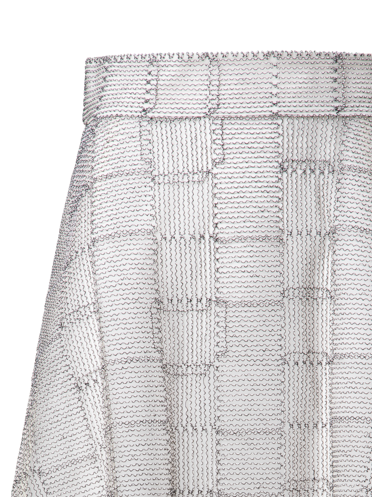 Designer A-Line Square on Tulle Embroidery Midi Skirt - multicolor - ecru - white