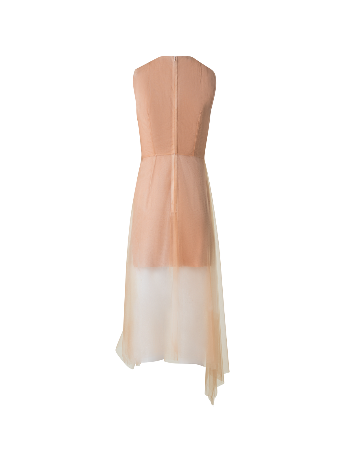 Designer Asymmetrical Tulle Dress in Chiaroscuro Print - neutral - pastel - beige