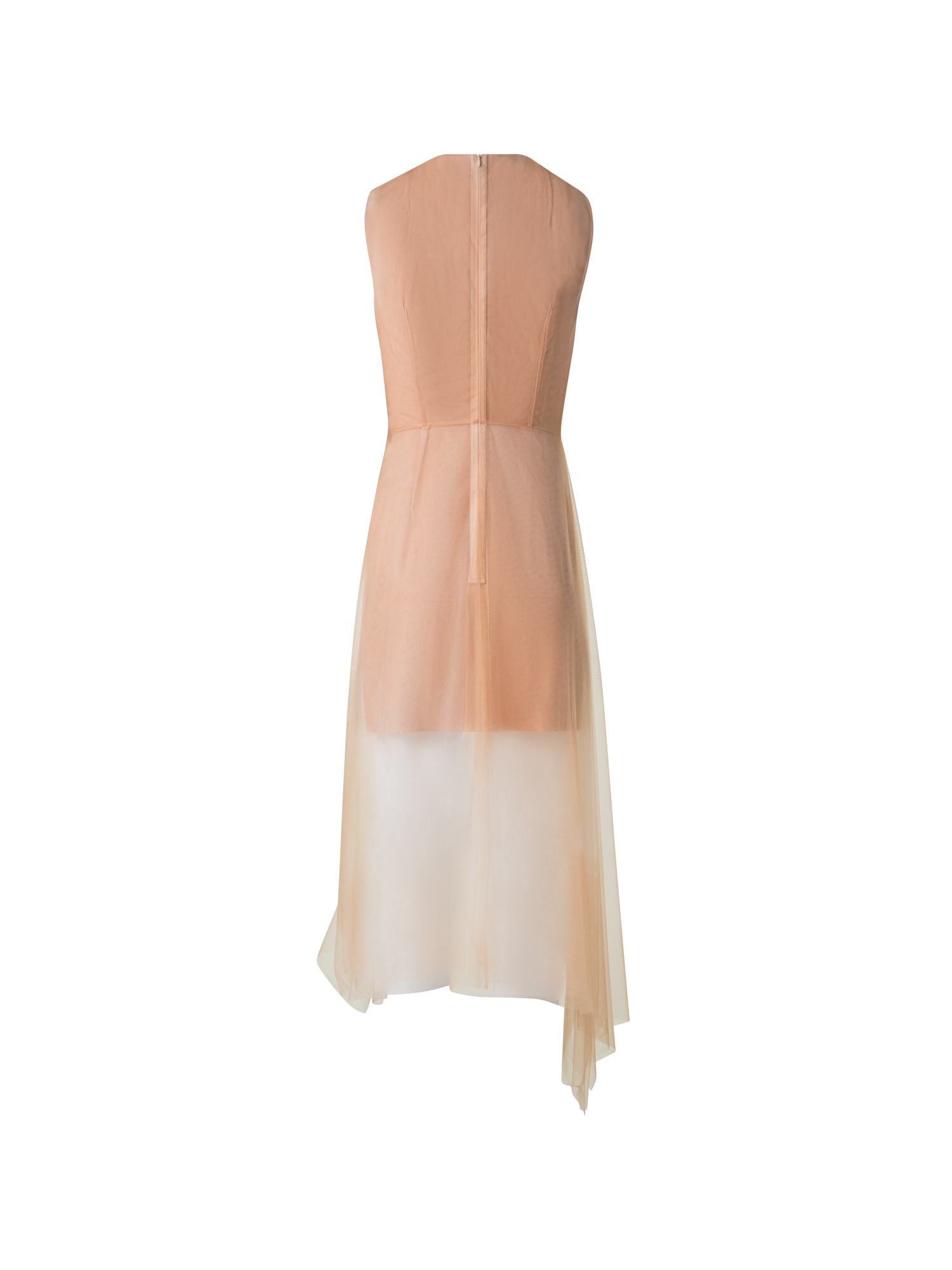 Designer Asymmetrical Tulle Dress in Chiaroscuro Print - neutral - pastel - beige