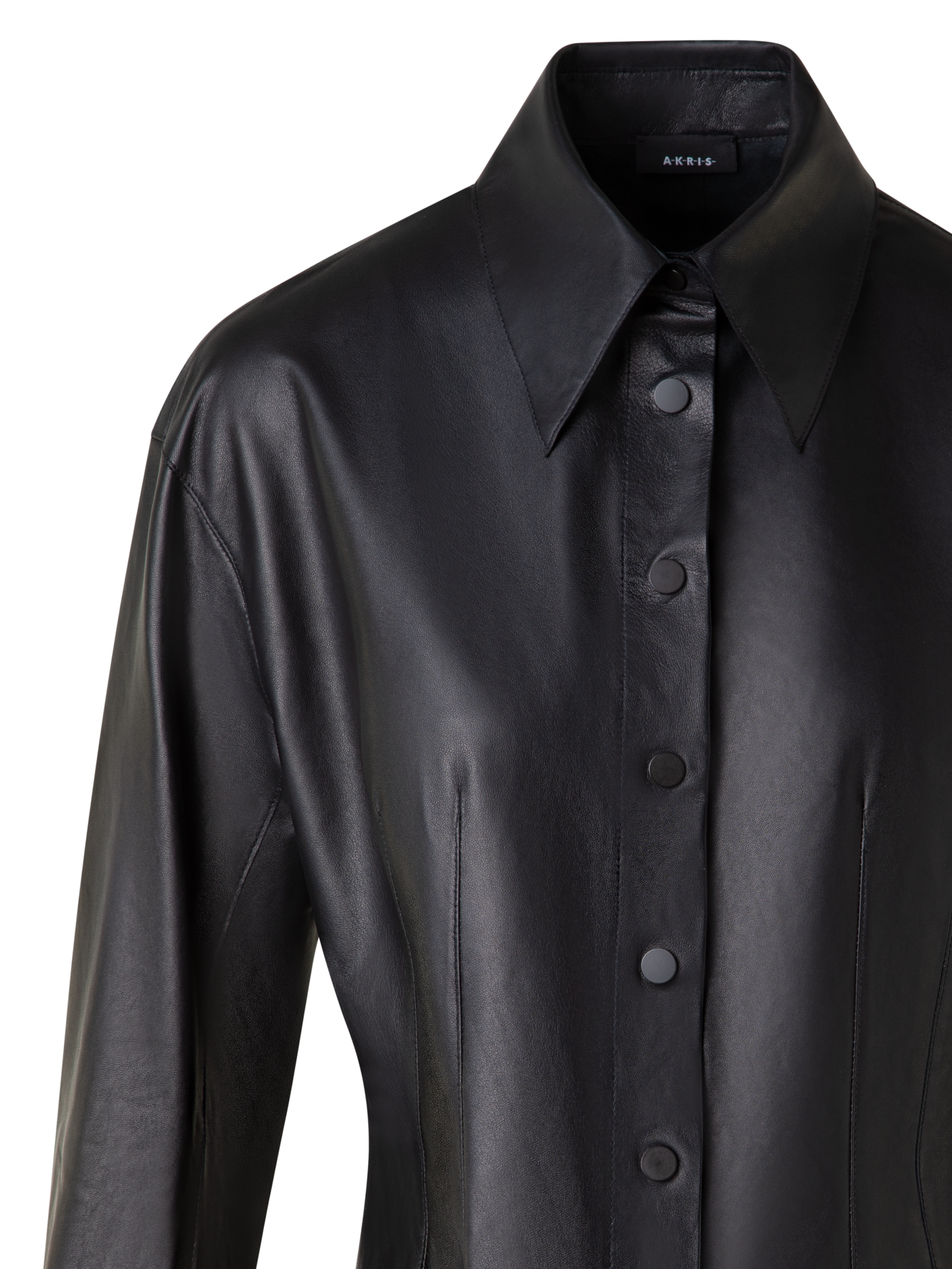 Designer Fitted Leather Blouse - black