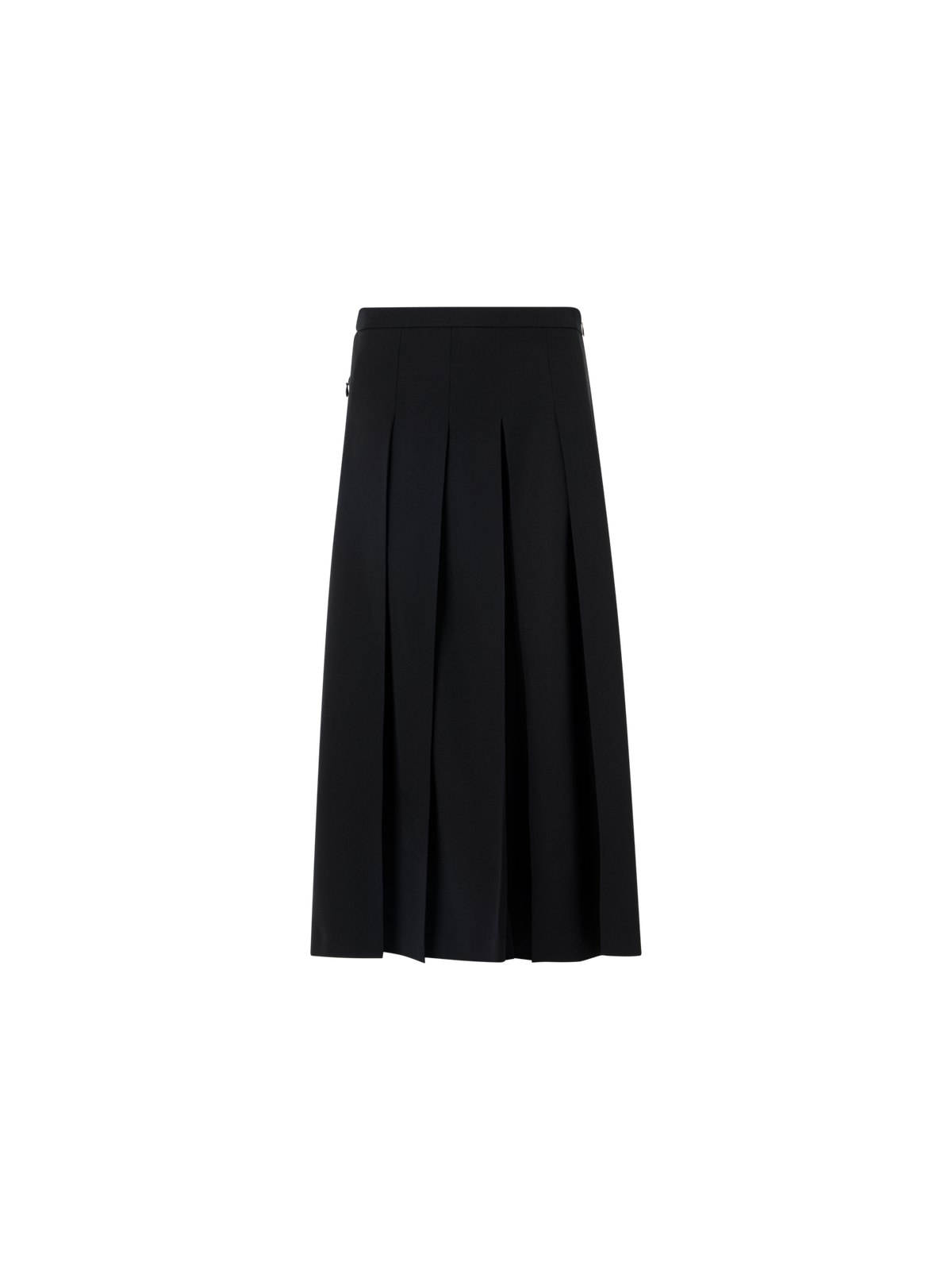 Designer Pleated Midi Skort in Wool Gabardine - black