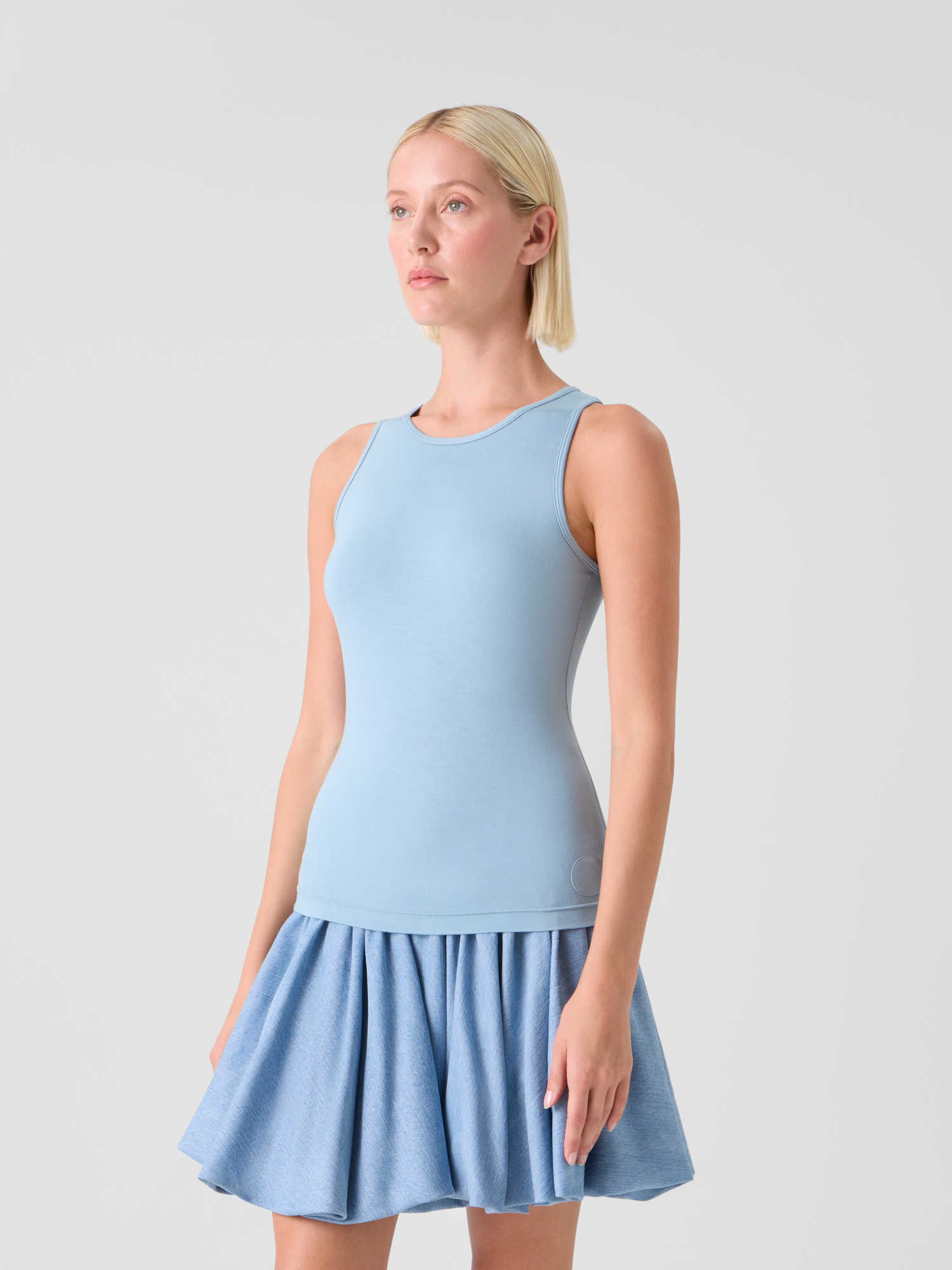 Designer Fitted Speedo Top in Stretch Modal Jersey - pastel - blue 