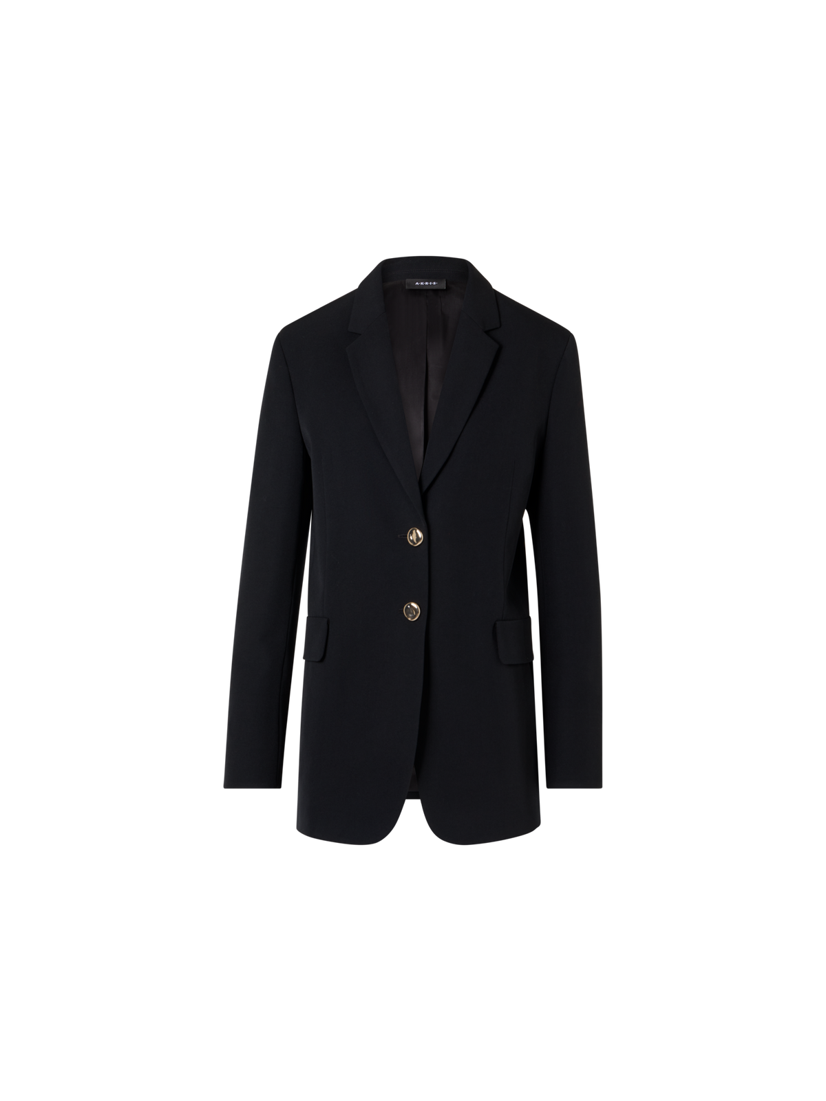 Designer Wool Gabardine Straight Jacket - black
