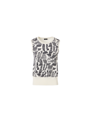 Designer Sleeveless Dance Movement Knit Top - ecru