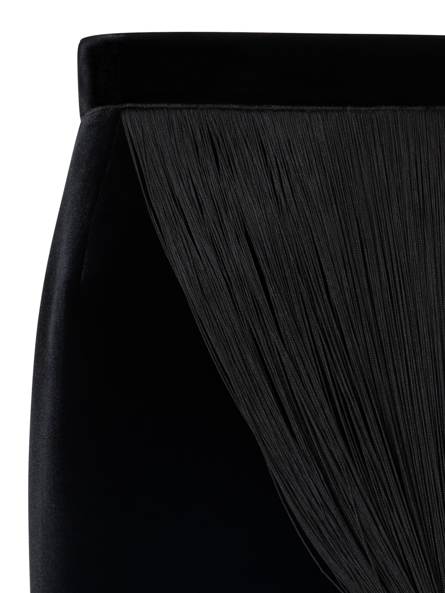 Designer Velvet Neoprene Pencil Skirt with The Fringe Knot - black