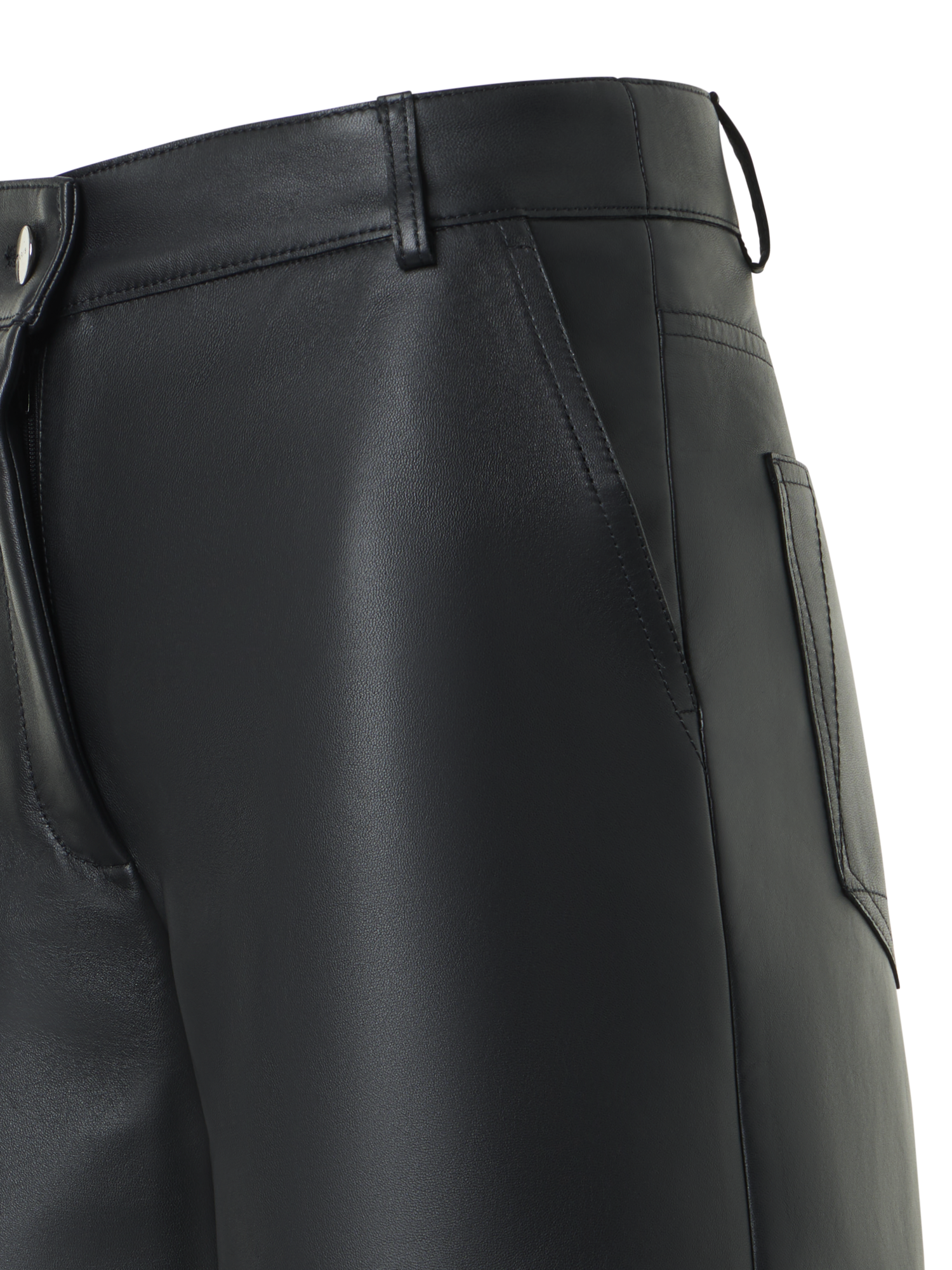 Designer WidNappa Leather Wide-Leg Bermuda Shortse Leg Bermuda in Fine Nappa Leather - black