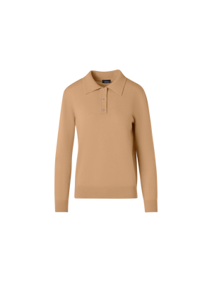 Designer Long-Sleeve Cashmere Knit Sweater - brown