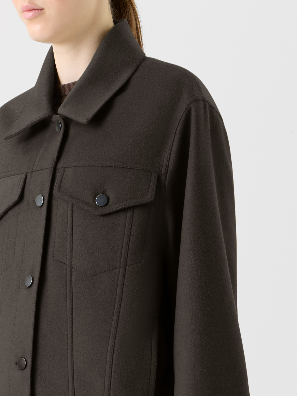 Designer Oversized Wool Flannel Shirt Jacket - neutral - brown #editorial