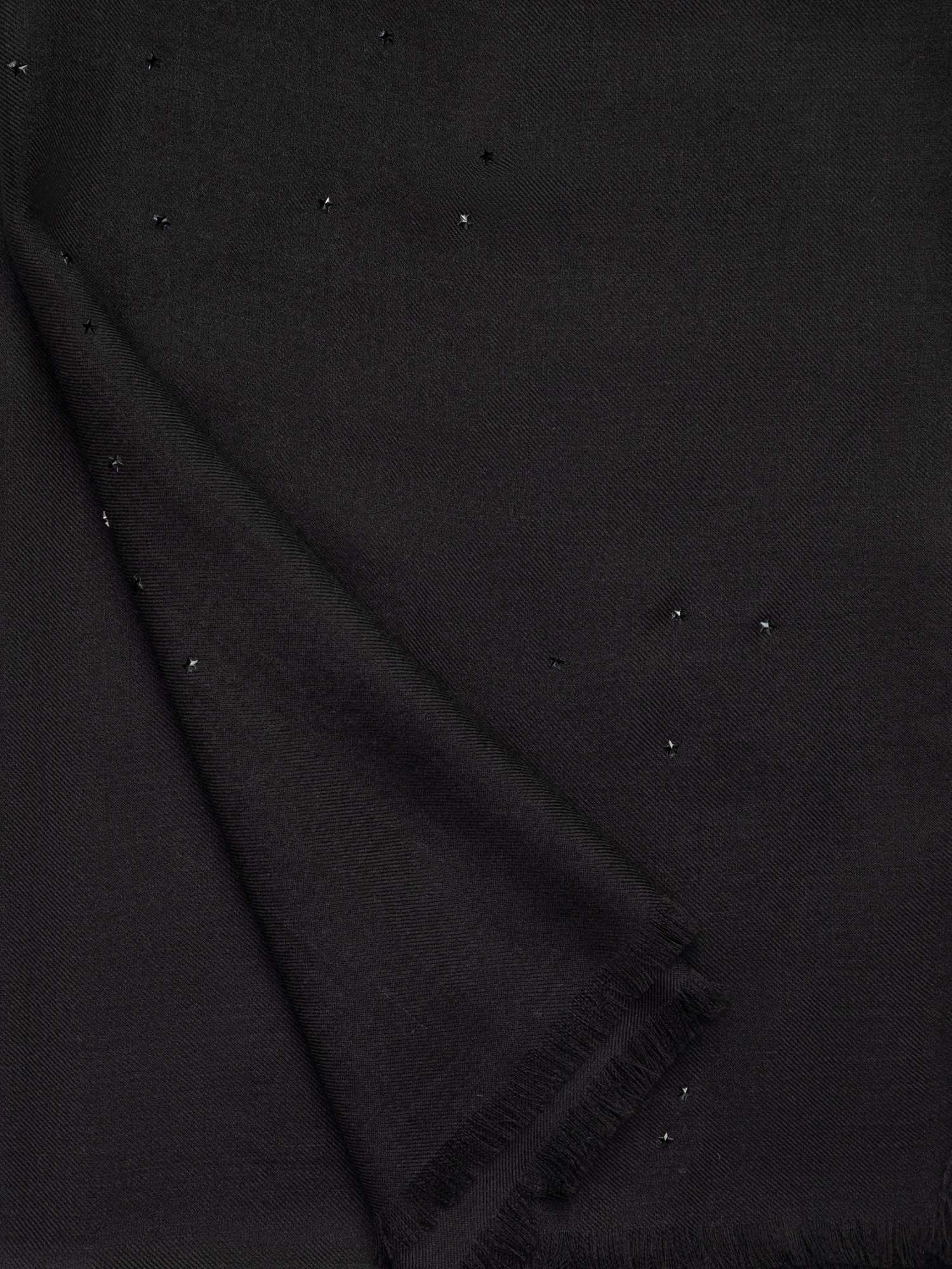 Designer Scarf in Cashmere Silk with Crystals  - black