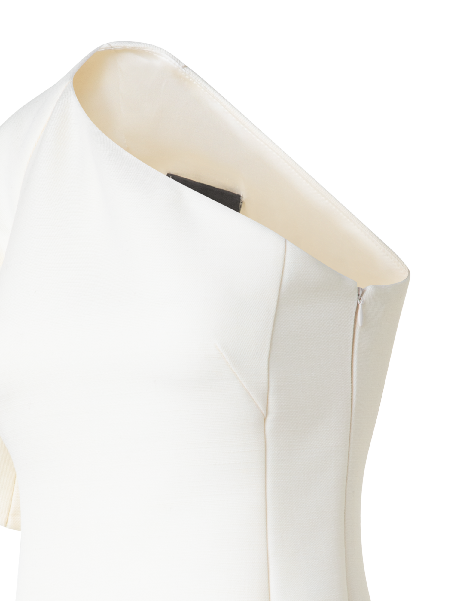 Designer One-Shoulder Wool Double-Face Cocktail Dress - ecru - white