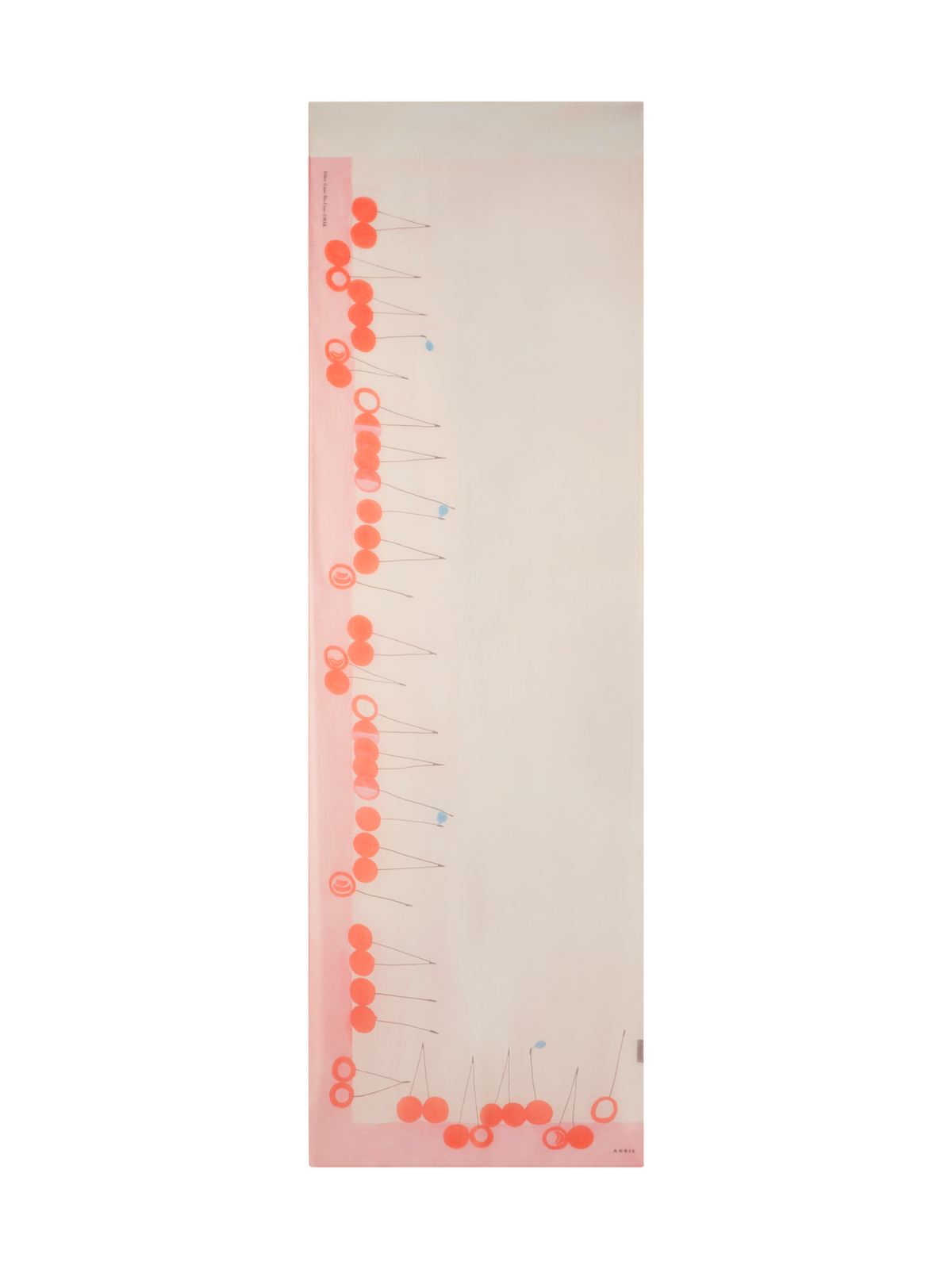 Designer Scarf in Cotton Silk with Cherries Print - multicolor - red