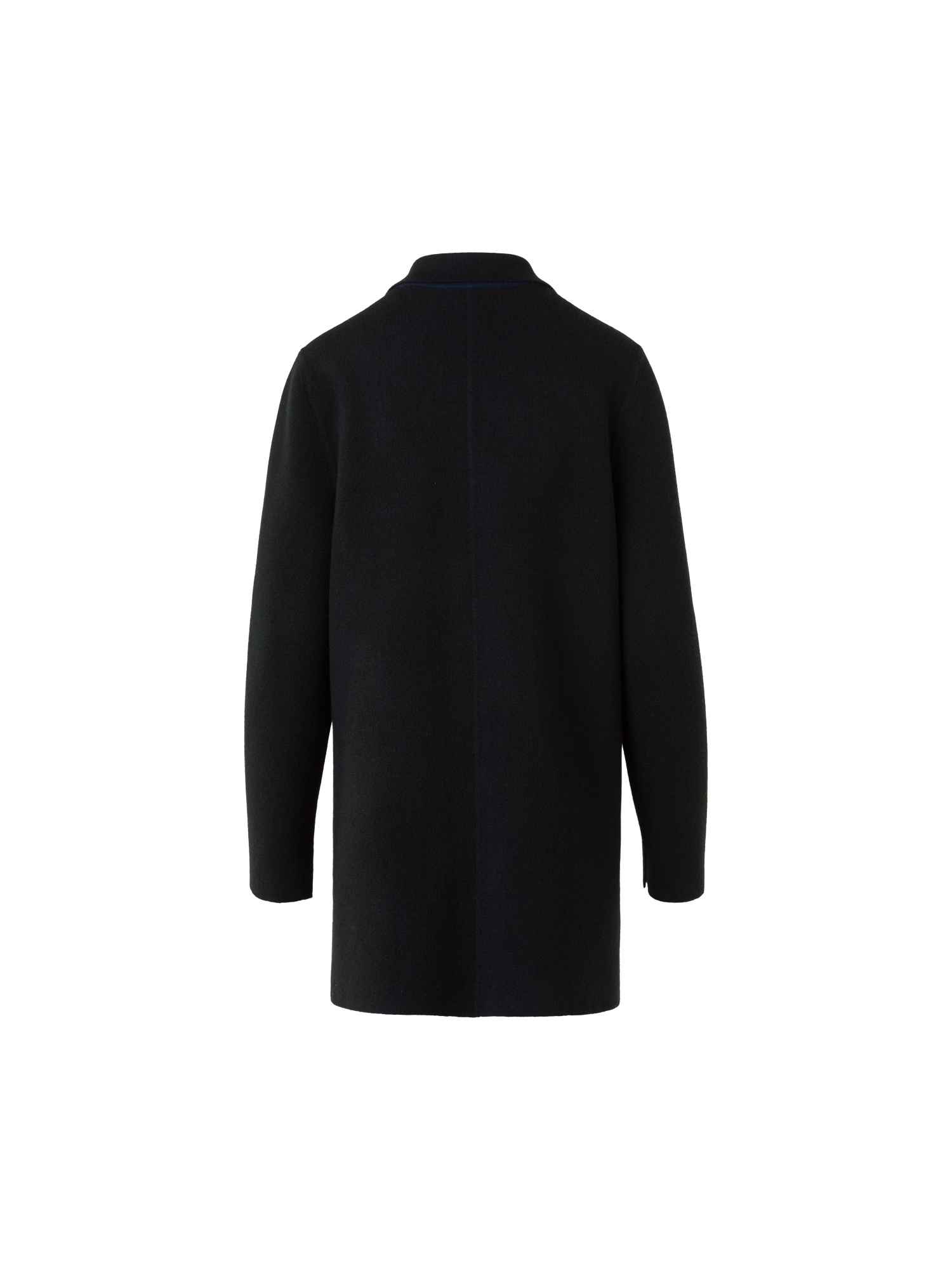 Designer Short Bi-Color A-Line Cashmere Double-Face Coat - neutral - navy - blue