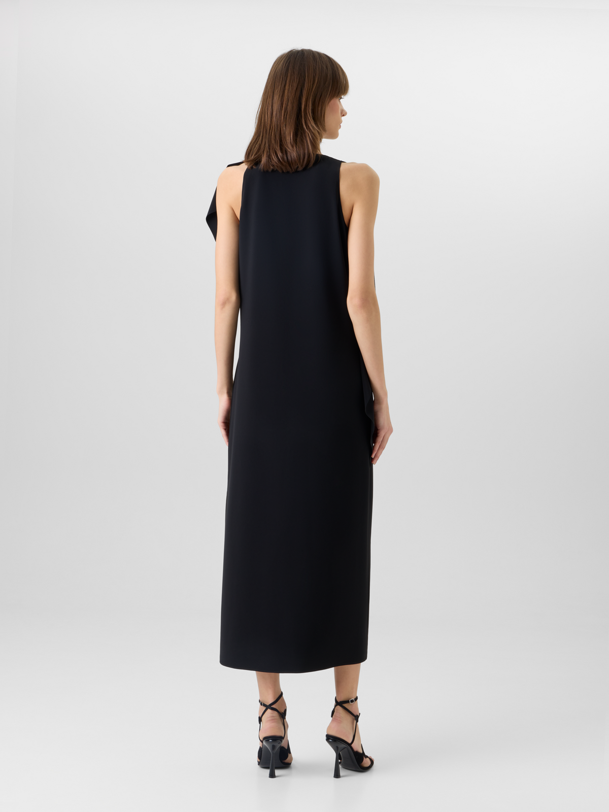 Designer Sleeveless Papercut Flower Midi Dress - black #editorial