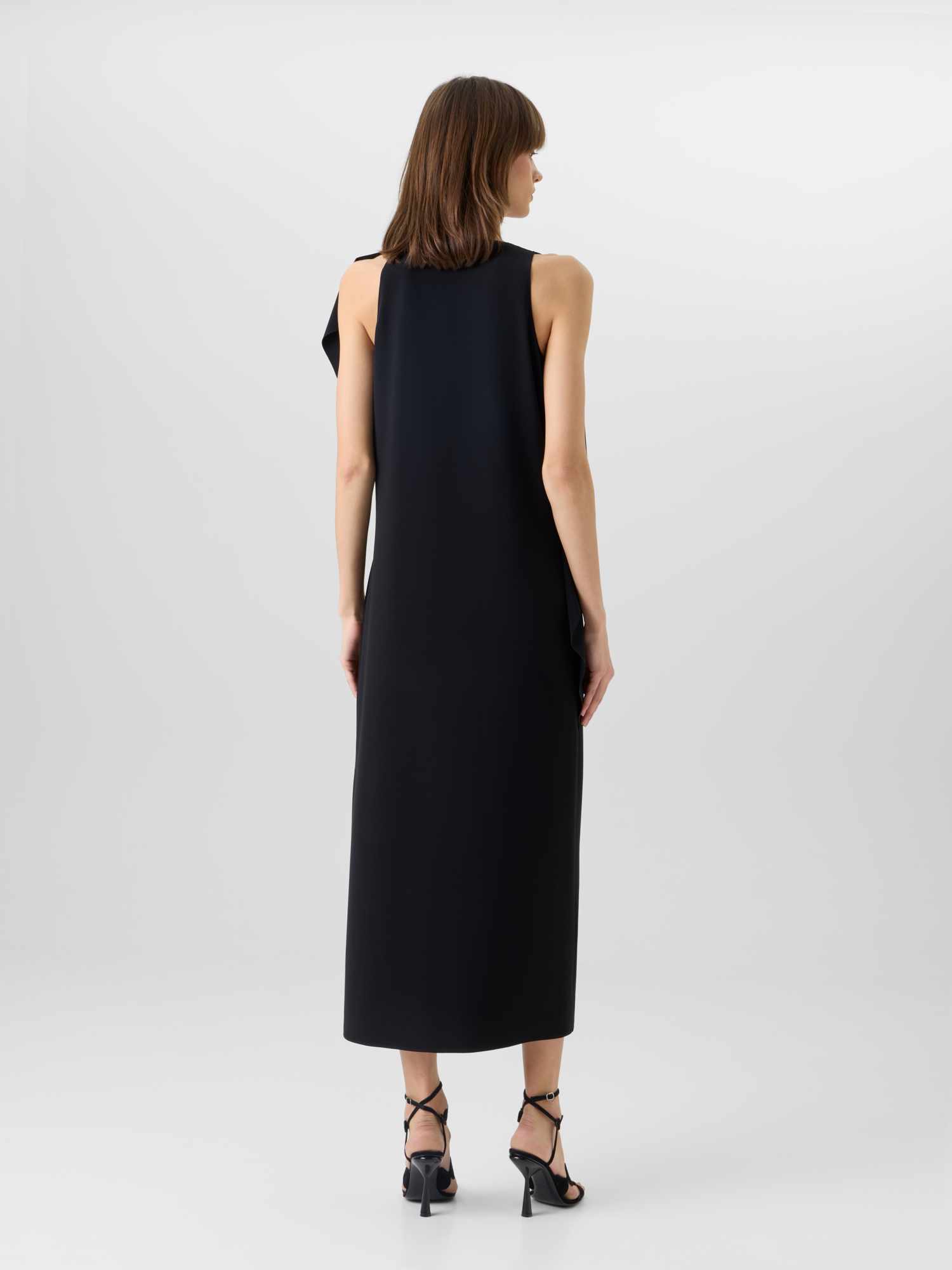 Designer Sleeveless Papercut Flower Midi Dress - black 