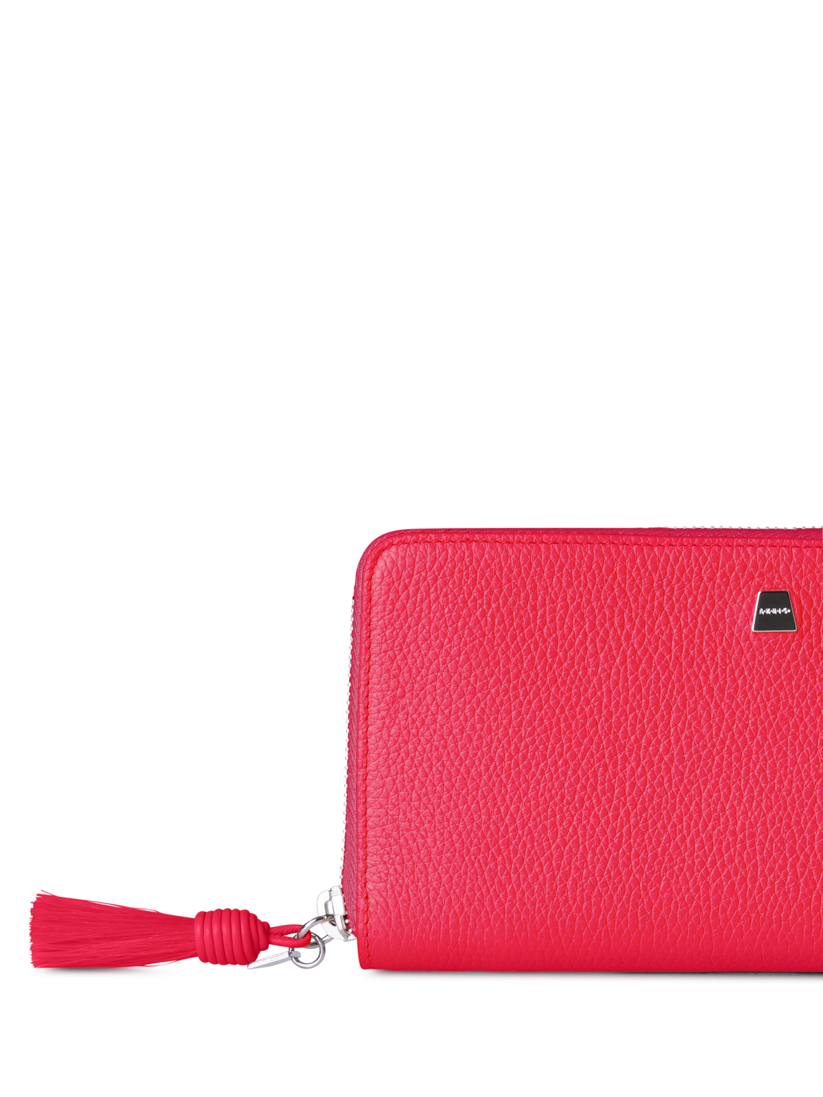 Designer Long Zip Around Wallet in Leather - red