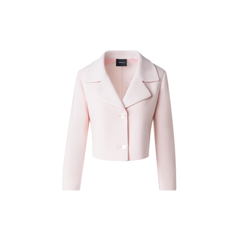 Cropped Jacket in Wool Crêpe Double-Face