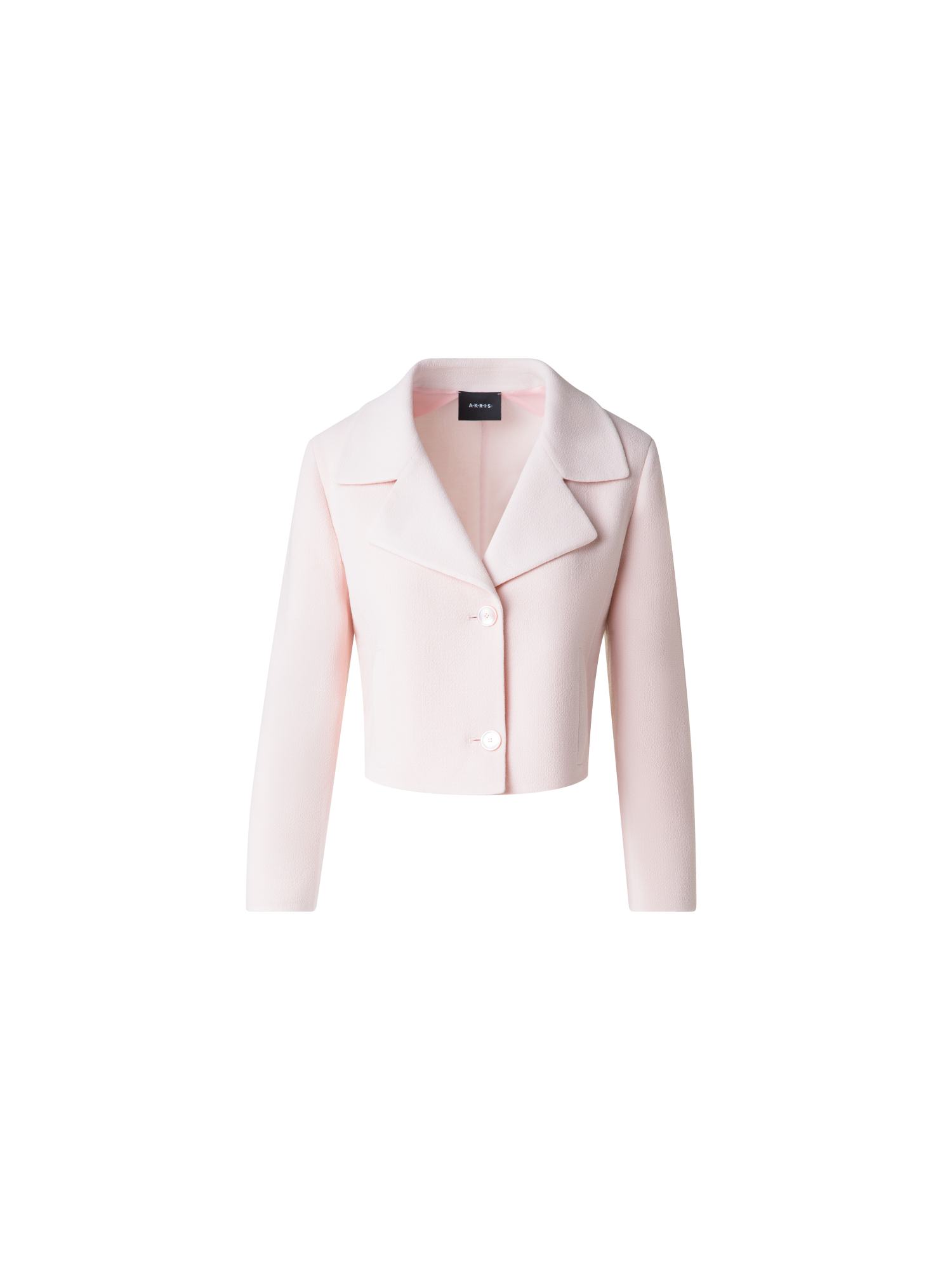 Designer Cropped Jacket in Wool Crêpe Double-Face - pink - pastel