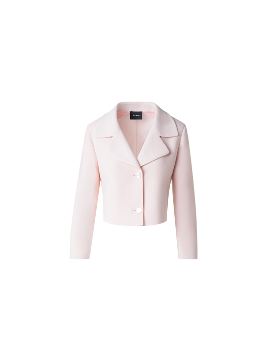 Designer Cropped Jacket in Wool Crêpe Double-Face - pink - pastel