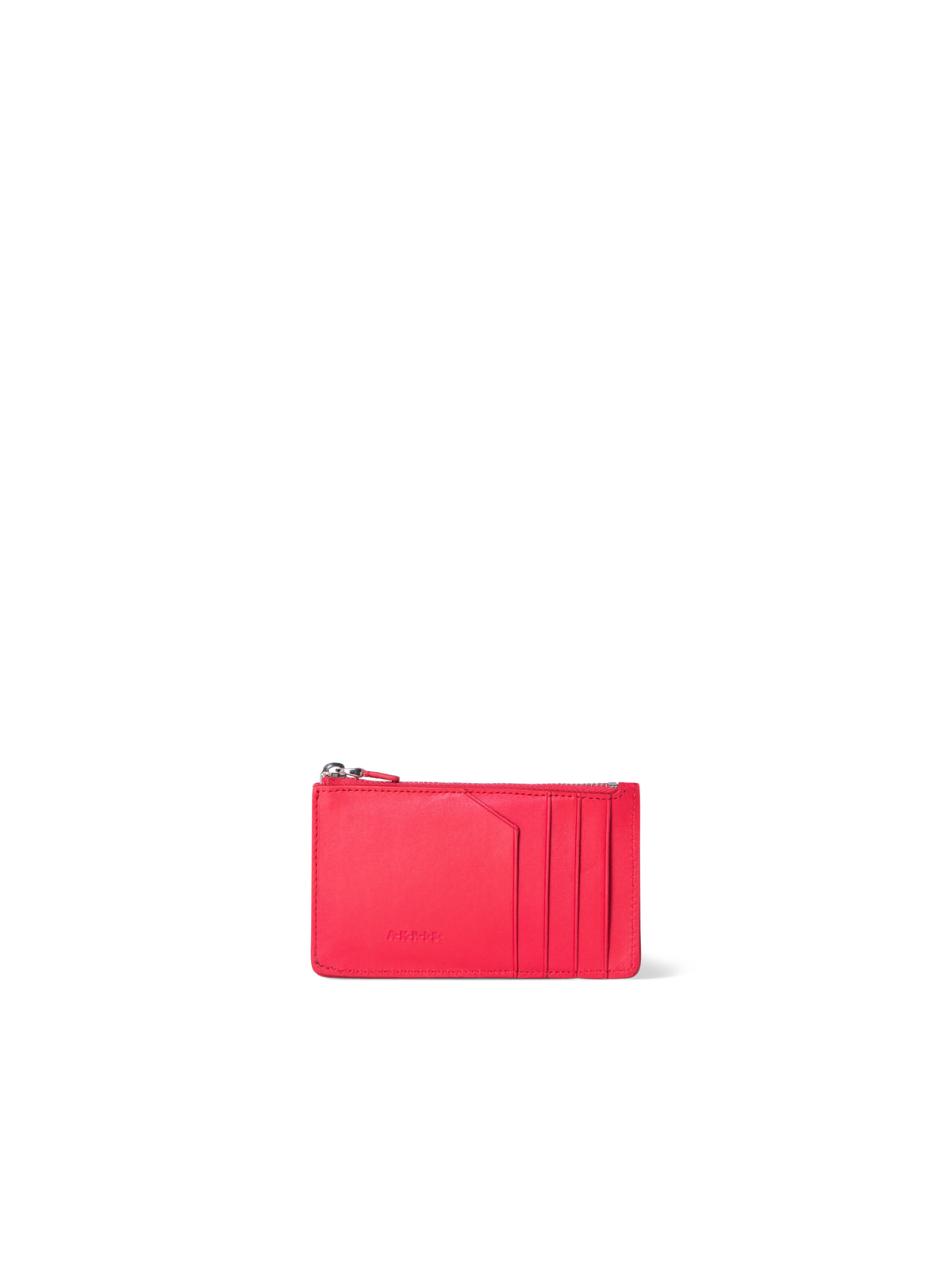 Designer Zipped Card Holder in Horsehair and Leather - red