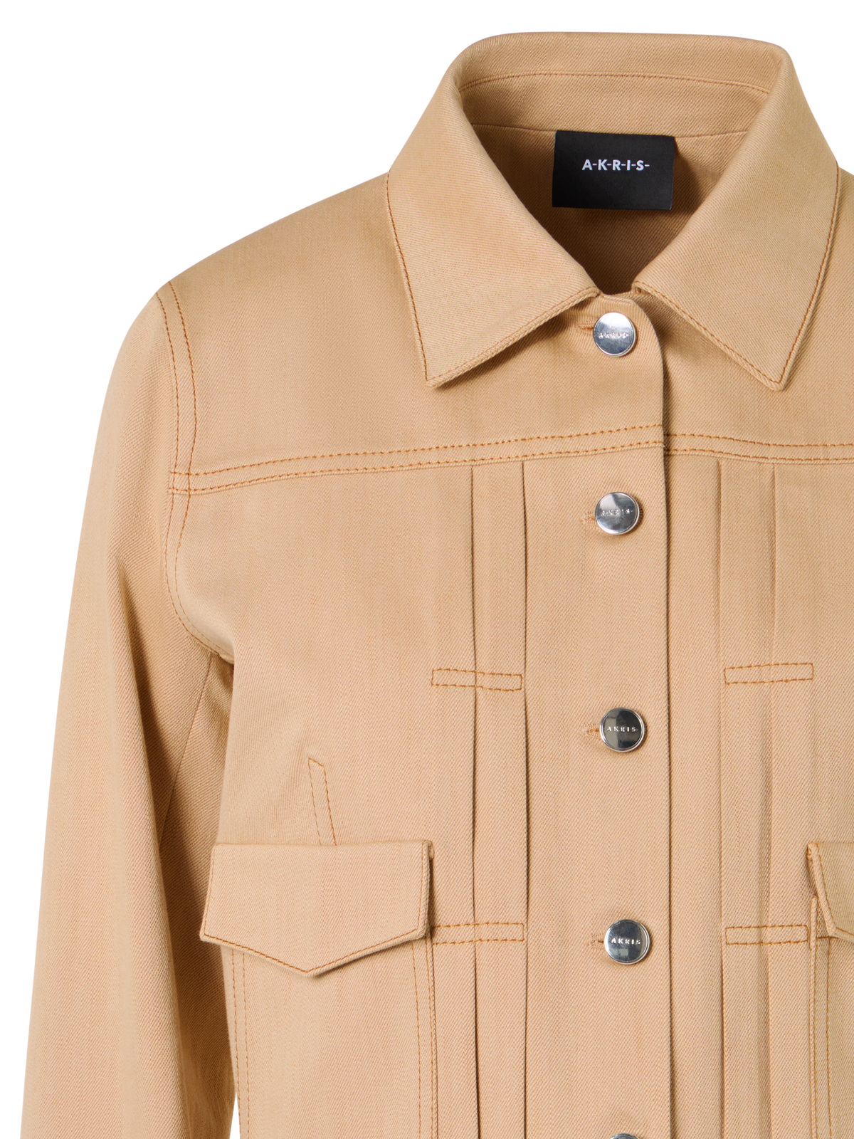 Designer Hilbert Short Jacket in Stretch-Cotton Denim - beige
