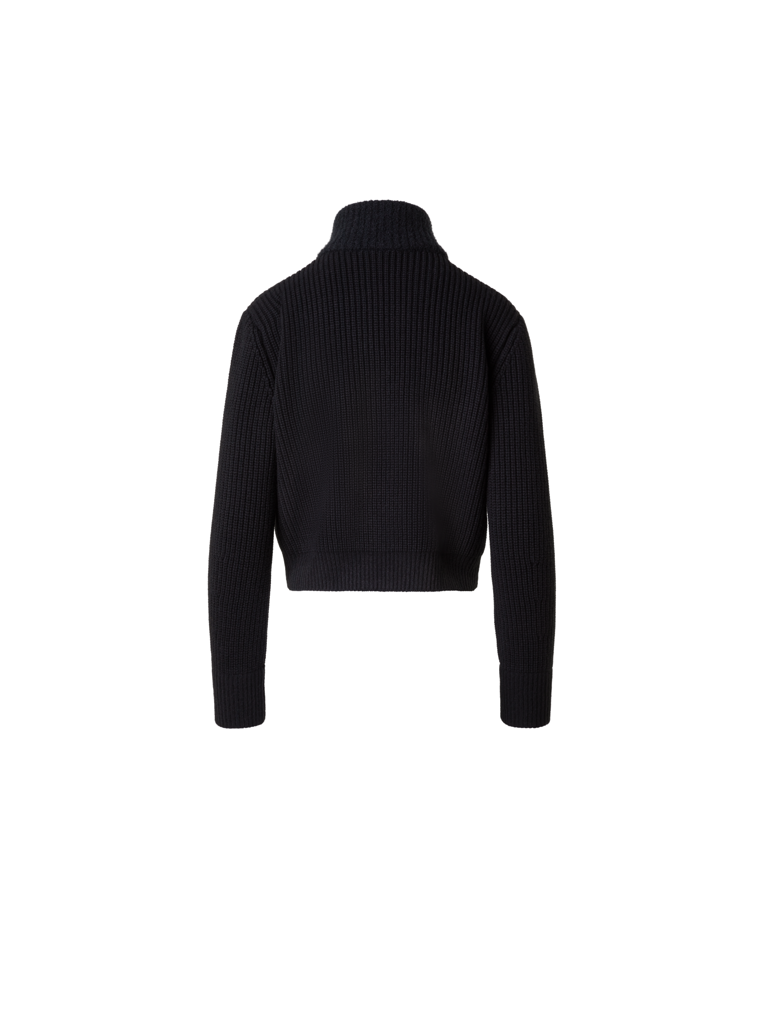 Designer Wool Cashmere Bouclé Blouson Cardigan - black