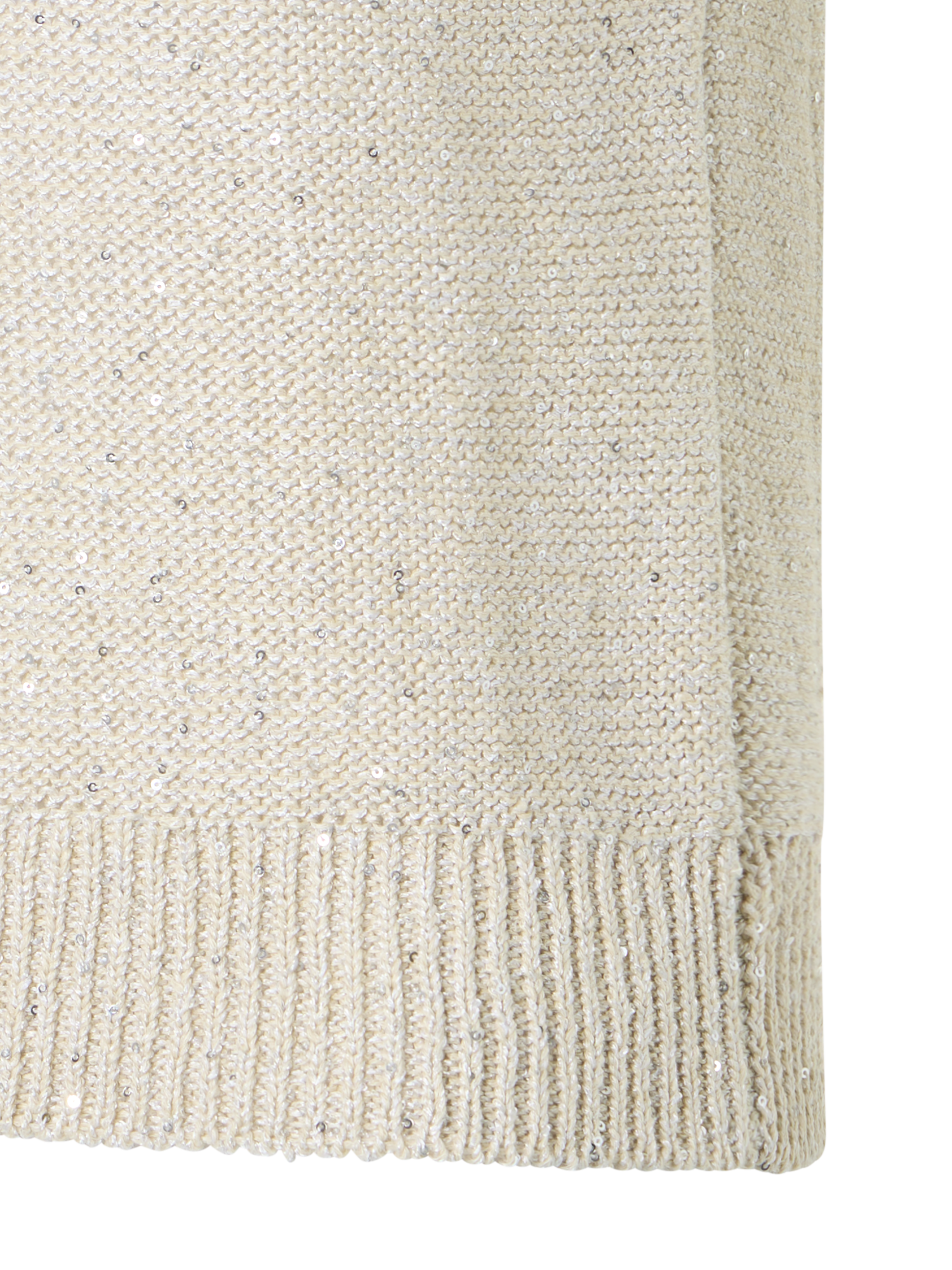 Designer Sequined Short Sleeve Linen Cotton Sweater - neutral - beige