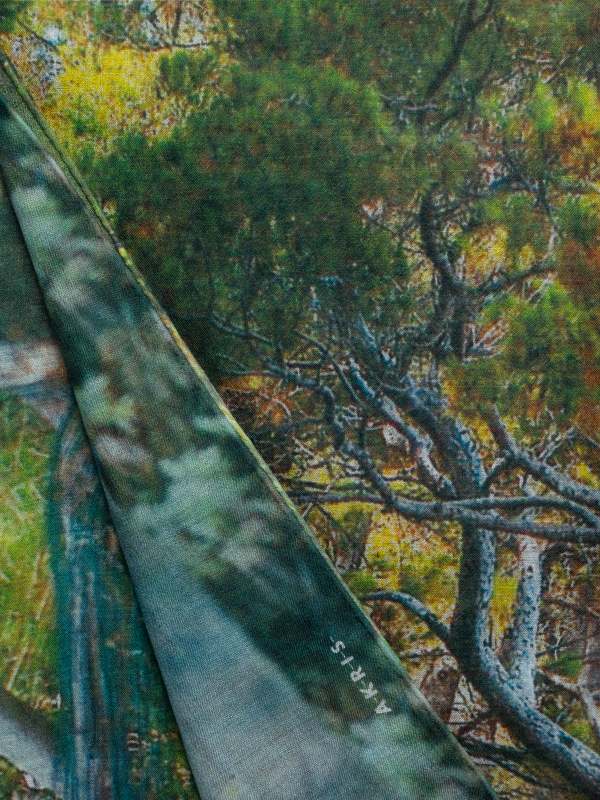 Designer Scarf in Cashmere and Silk with Via Krupp Print - multicolor