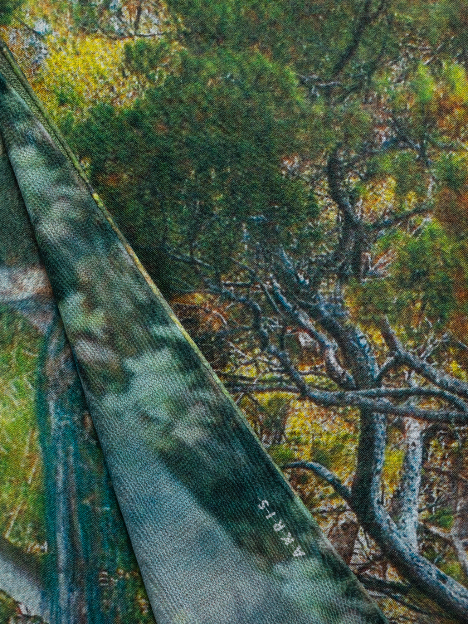 Designer Scarf in Cashmere and Silk with Via Krupp Print - multicolor