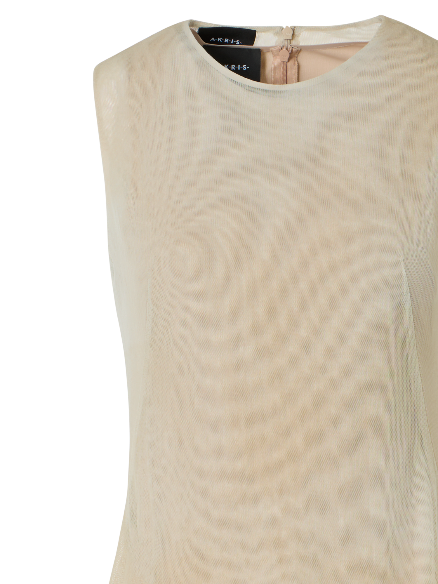 Designer Asymmetrical Tulle Dress in Chiaroscuro Print - neutral - beige