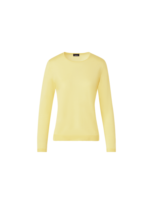 Designer Seamless Crew Neck Sweater in Cashmere Silk - yellow