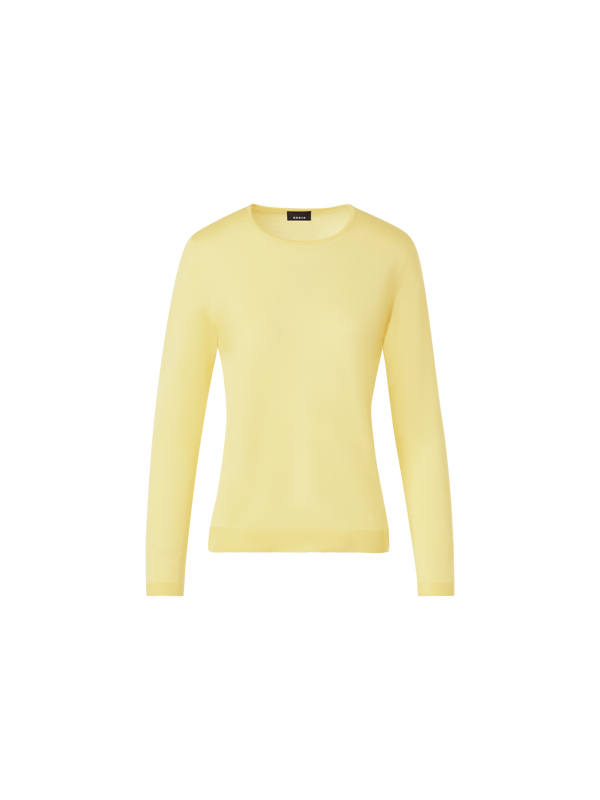 Designer Seamless Crew Neck Sweater in Cashmere Silk - yellow