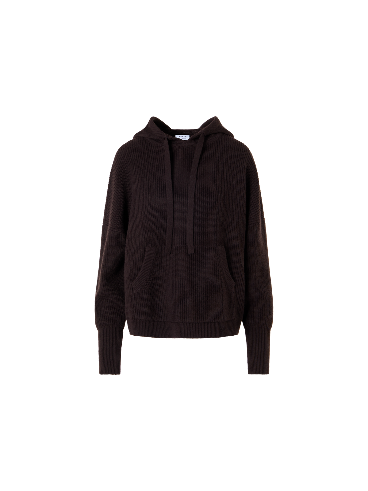 Designer Wool Cashmere Hoodie with Front Pocket - brown
