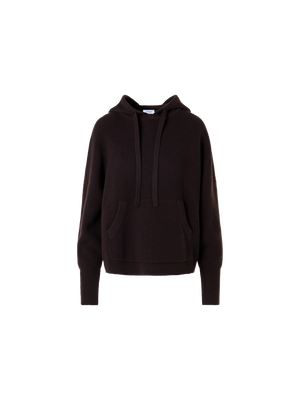 Designer Wool Cashmere Hoodie with Front Pocket - brown