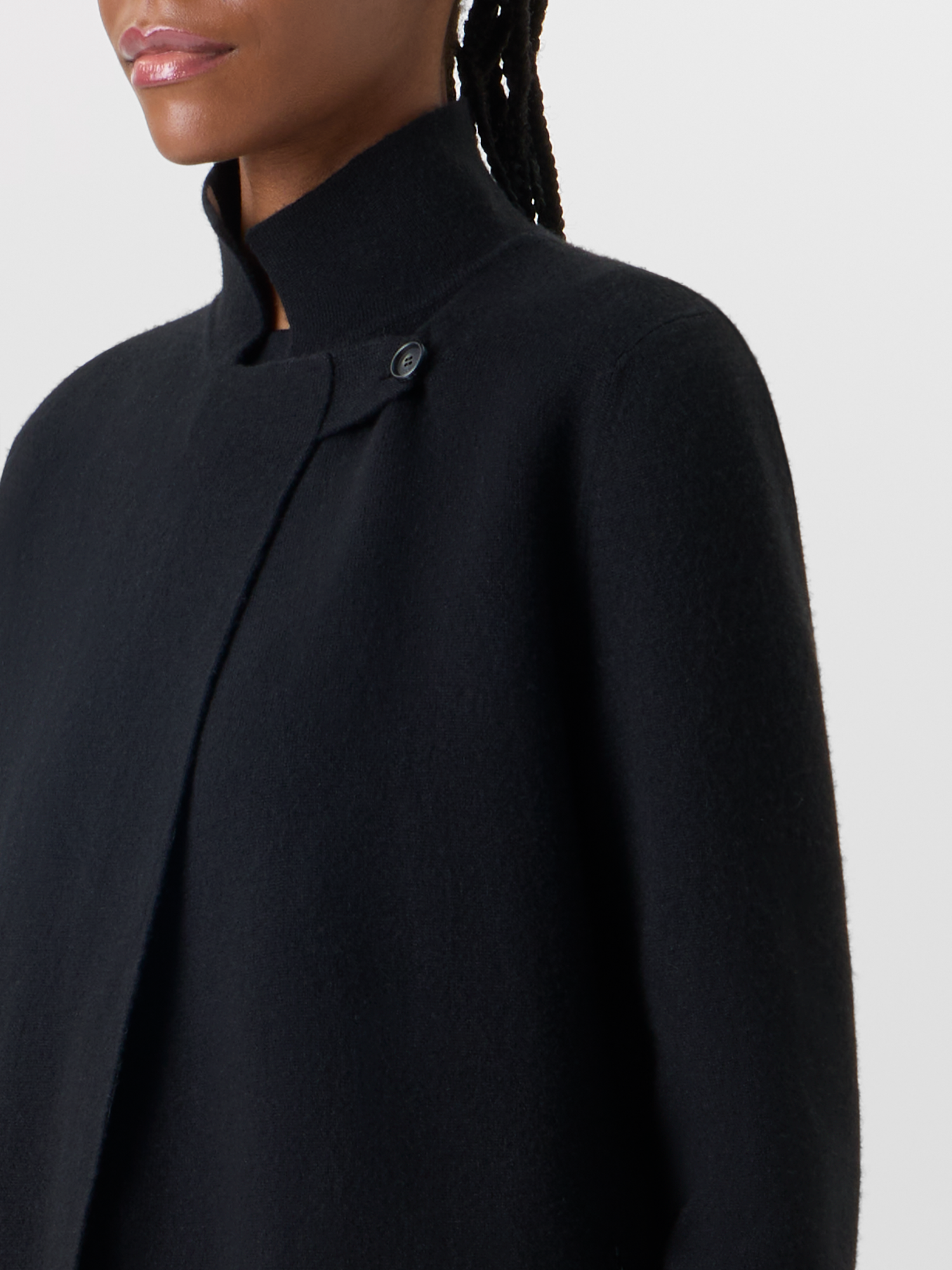 Designer Cashmere Double-Face Knit Cardigan - black 