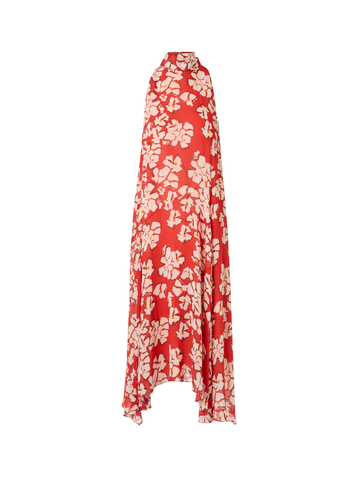 Designer Sleeveless Papercut Flower Midi Dress - red