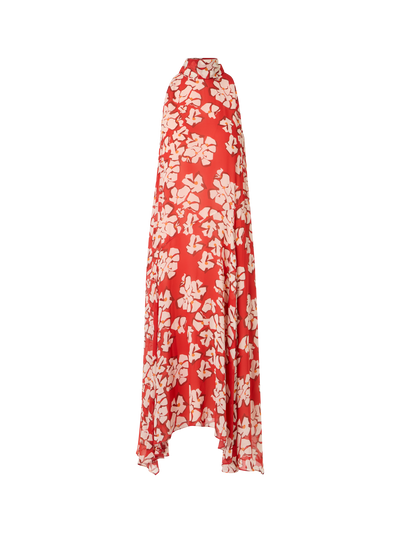 Designer Sleeveless Papercut Flower Midi Dress - red