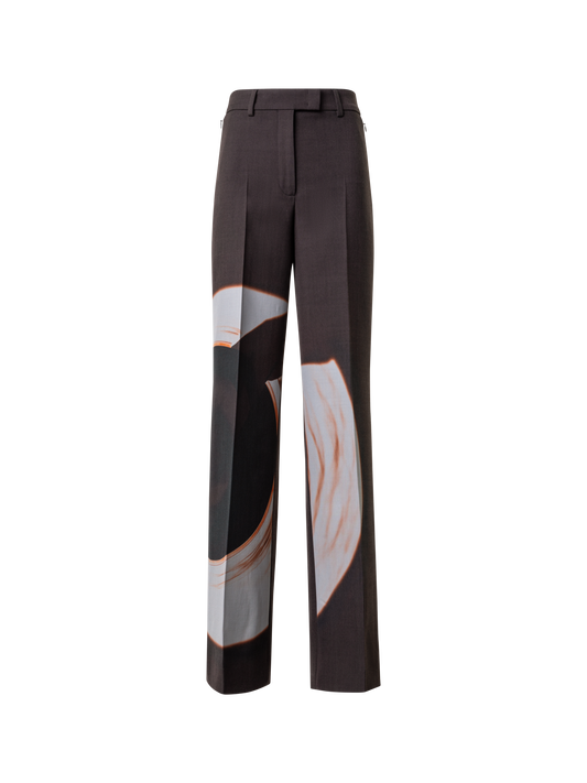 Designer Wide Double-Face Pants with Mocca Loop Print - brown - multicolor
