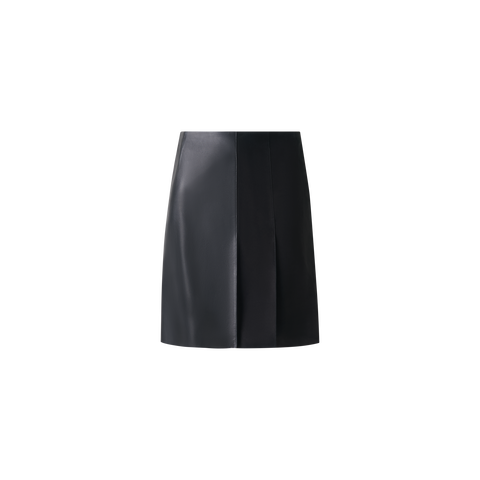 Half-Pleated Leather and Suede Mini Skirt