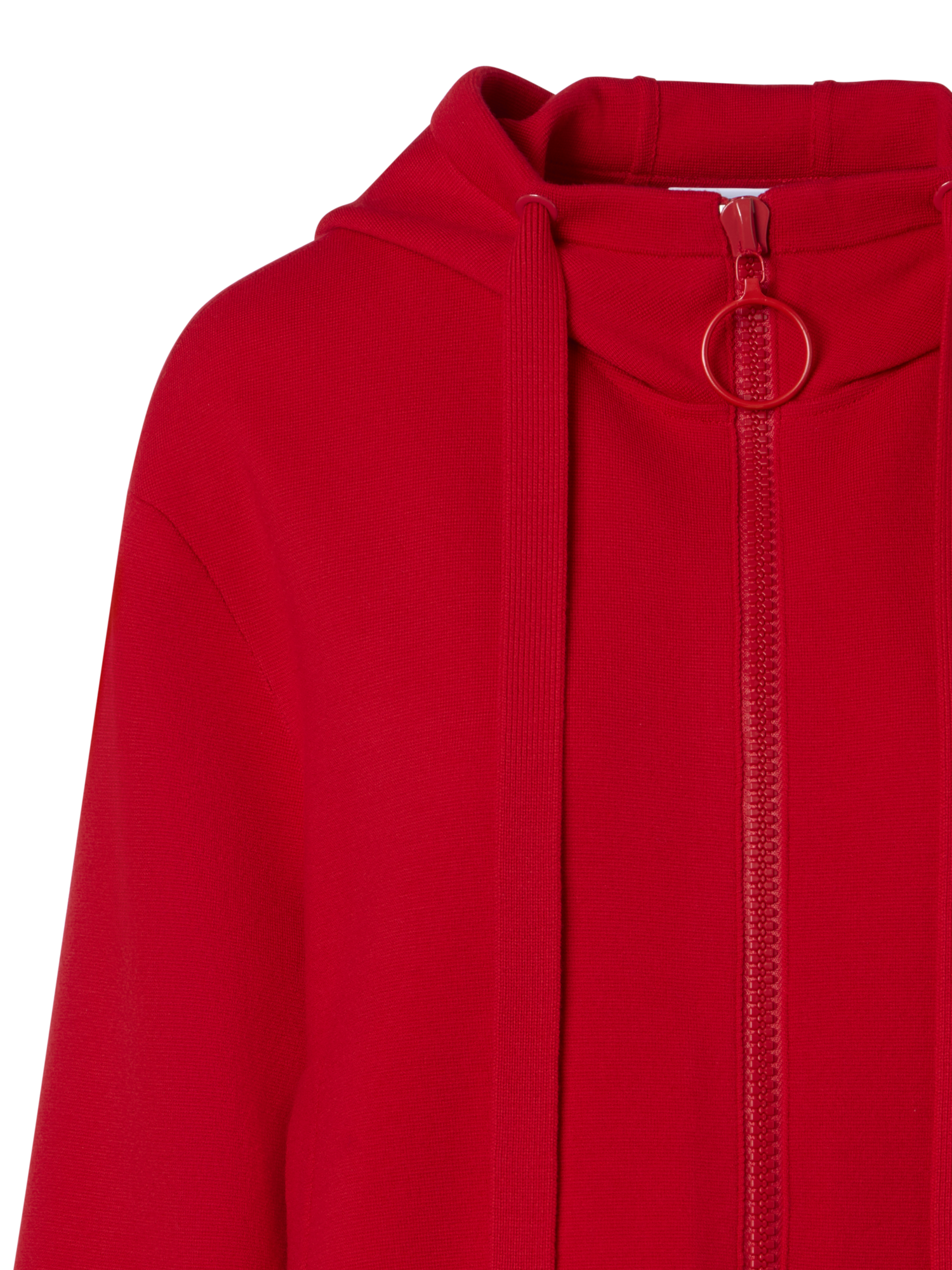 Designer Cropped Milano Knit Hoodie Jacket - red