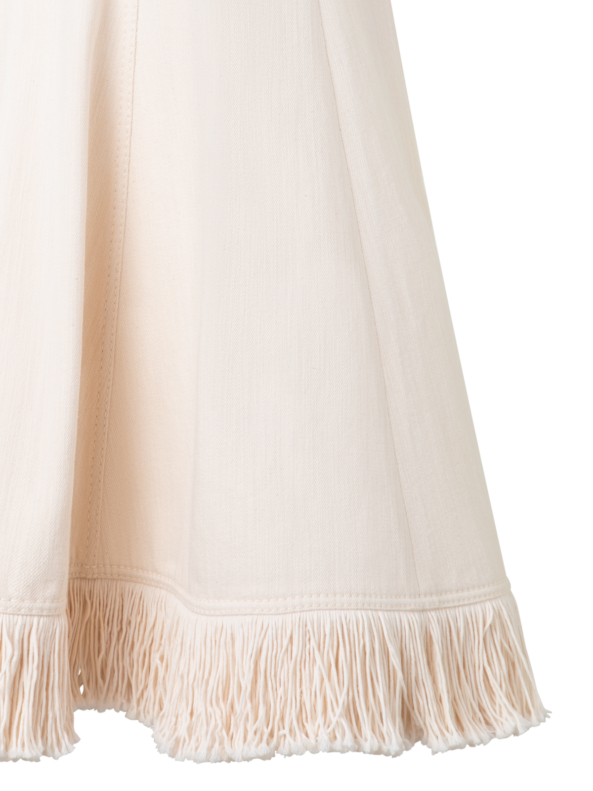 Designer Fit and Flare Denim Midi Dress with Fringes - neutral - pastel