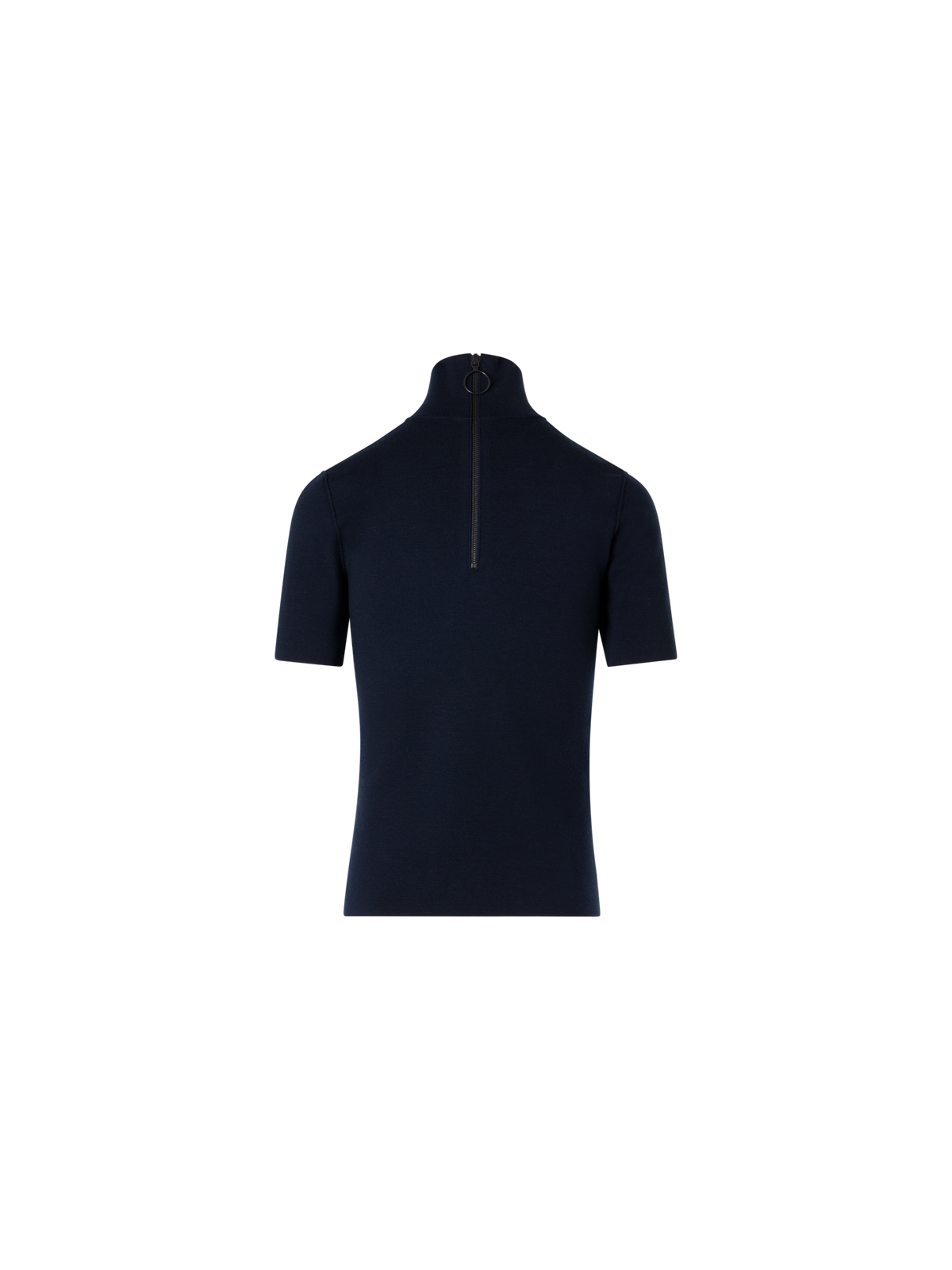 Designer Shortsleeve Wool Milano Knit Sweater - navy