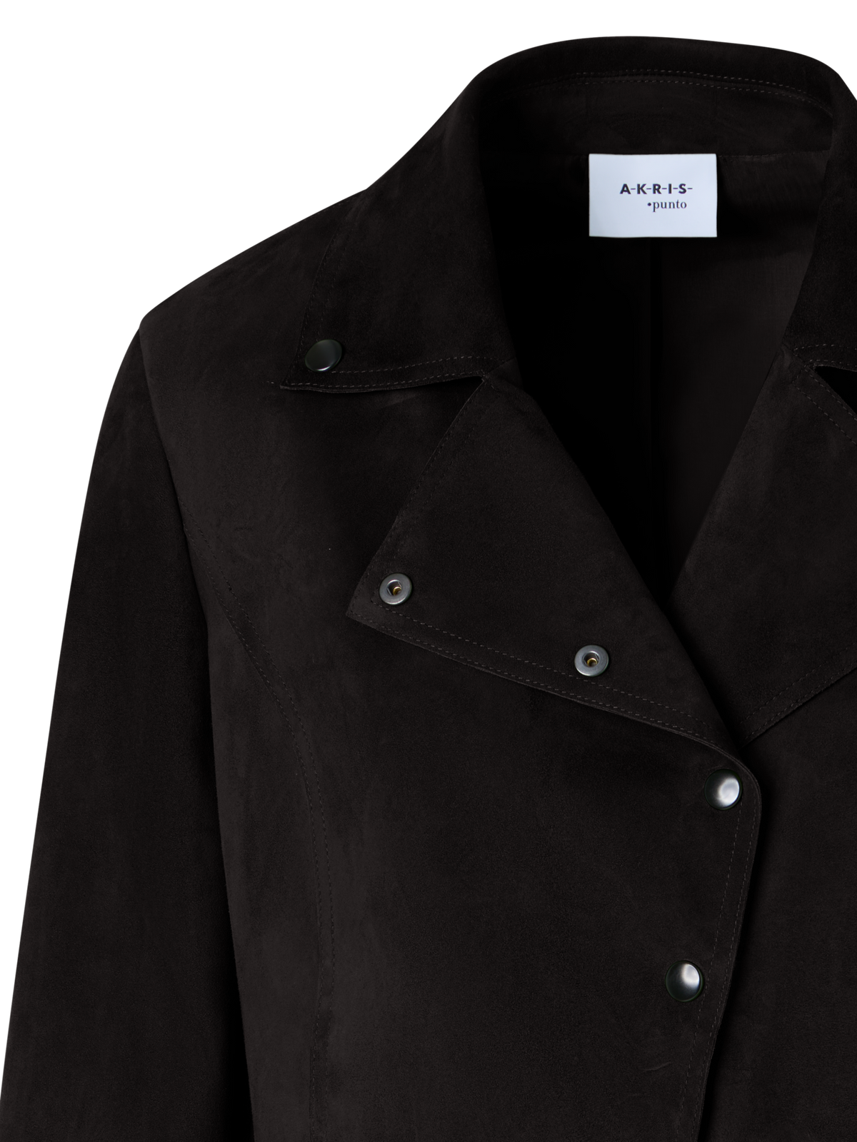 Designer Bracelet-Sleeve Suede Leather Short Jacket - black
