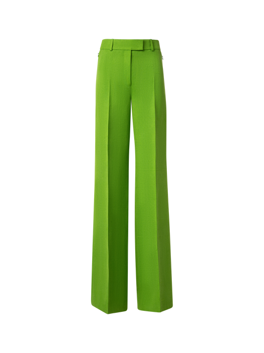 Designer Wide Silk Shantung Pants - green
