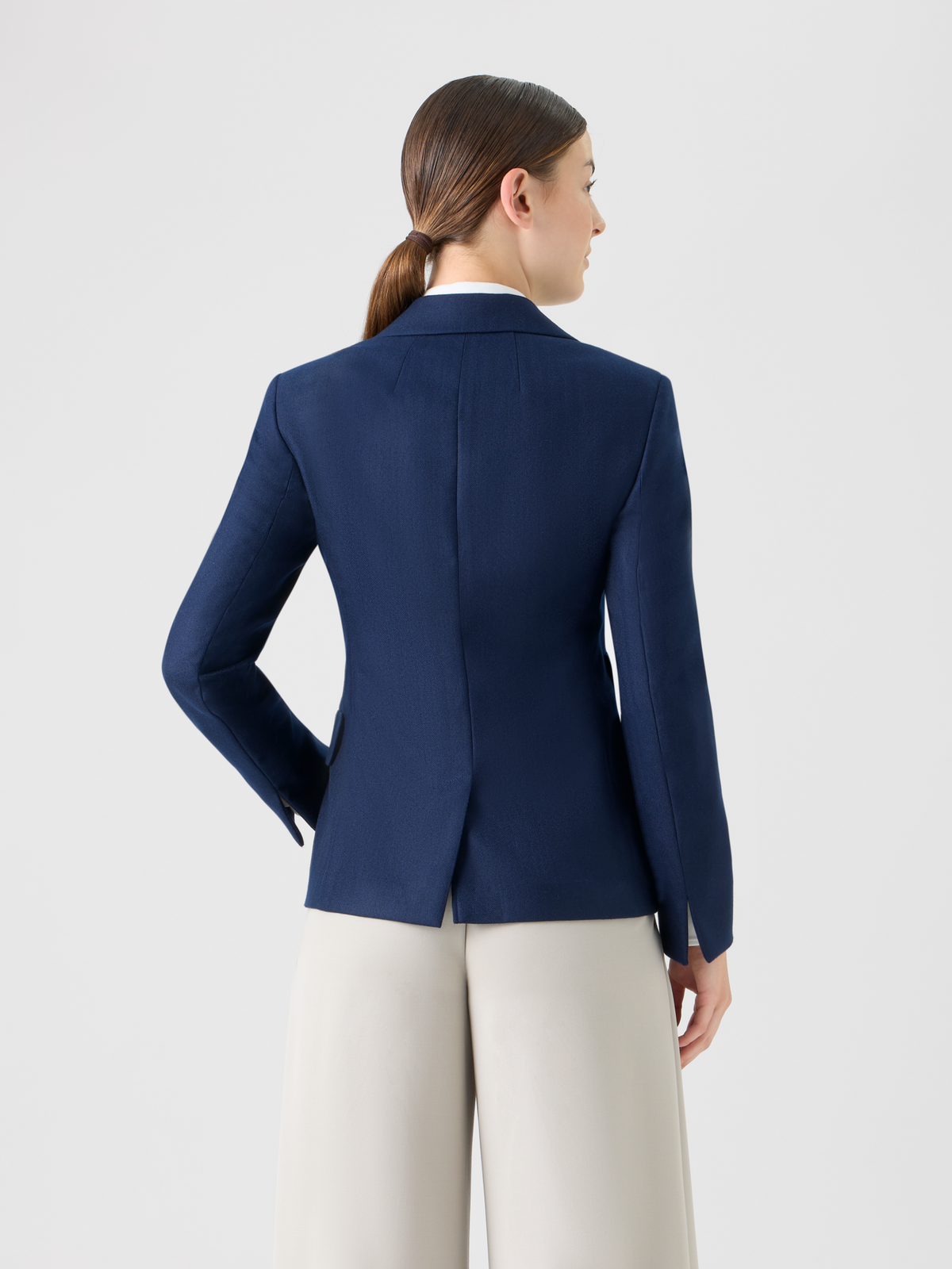 Designer Cashmere Herringbone Two-Button Blazer - navy - blue #editorial