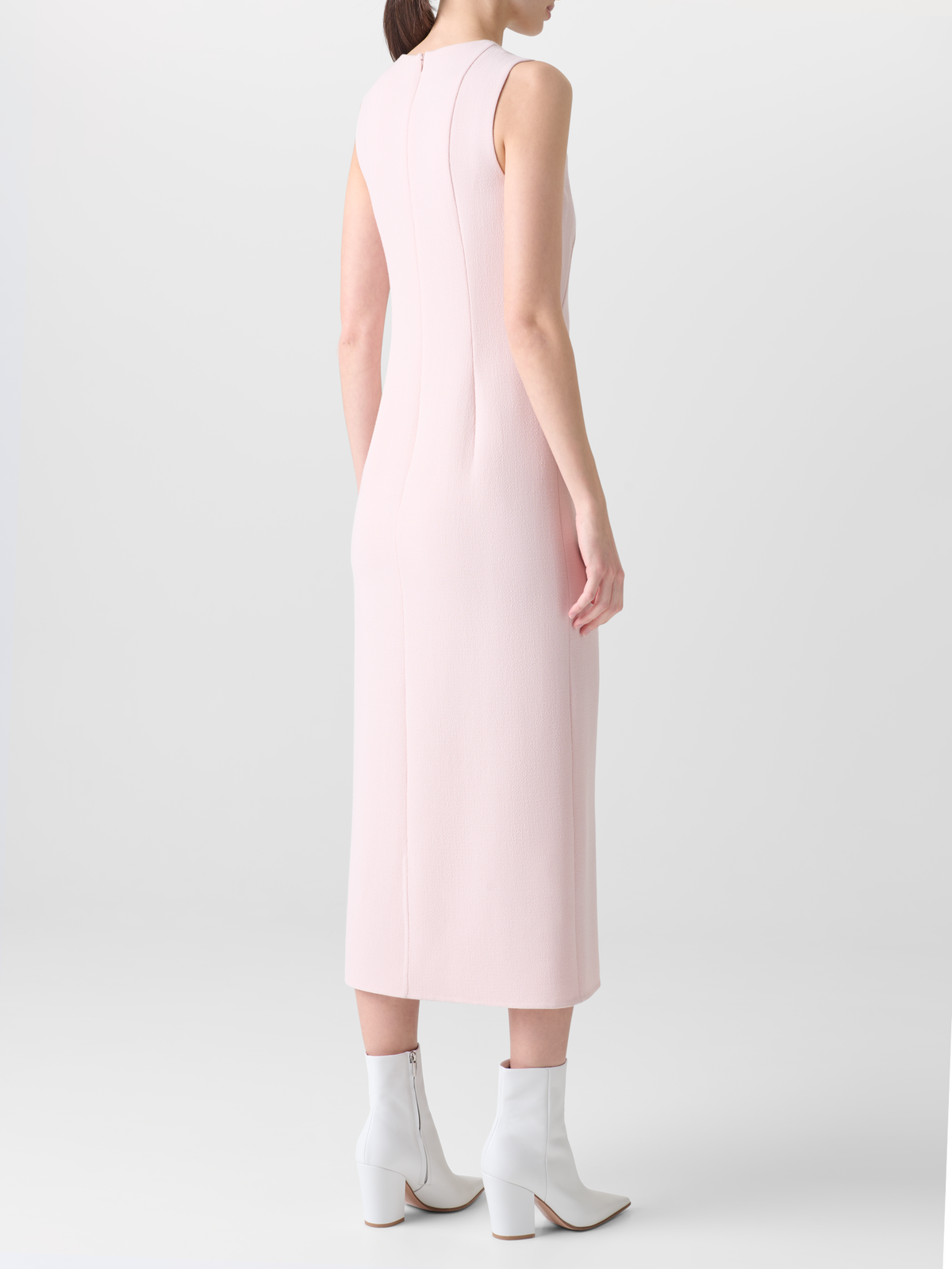 Designer Midi Sheath Dress in Wool Double-Face - pastel - pink #editorial